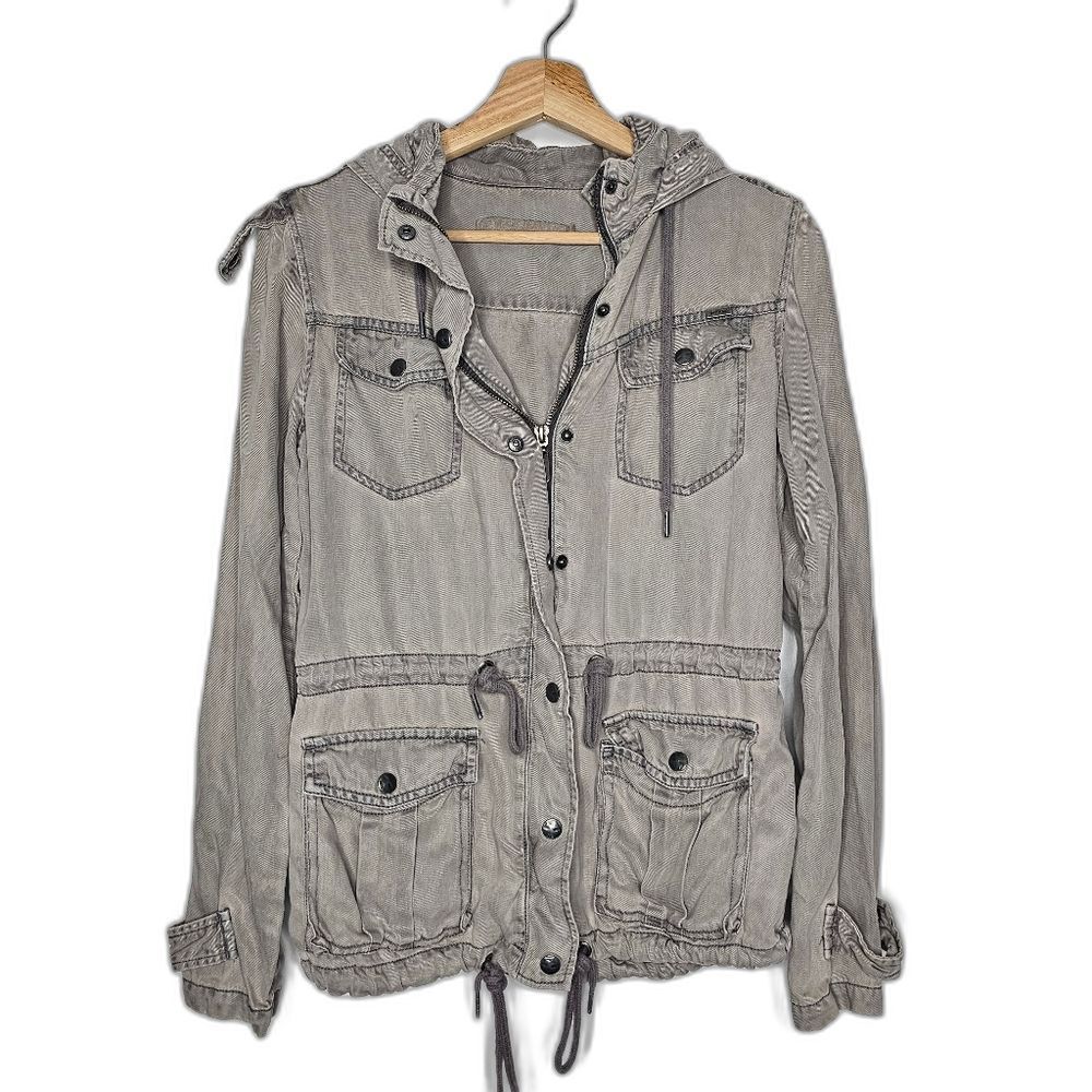 Max Jeans Light Grey Tencel Military Utility Jacket Size XS